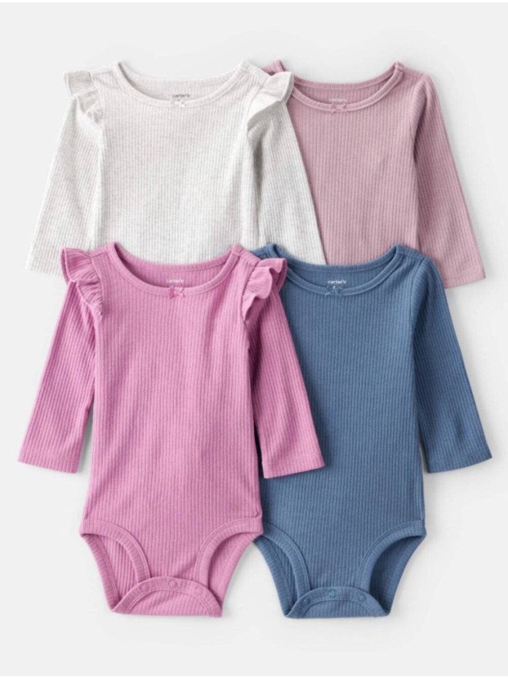 NWT Baby Girl 4-Pack Long-Sleeve Bow and Ruffle Multipack Bodysuits